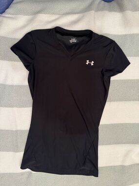 Under Armour Black V-Neck Performance Tee with White Logo